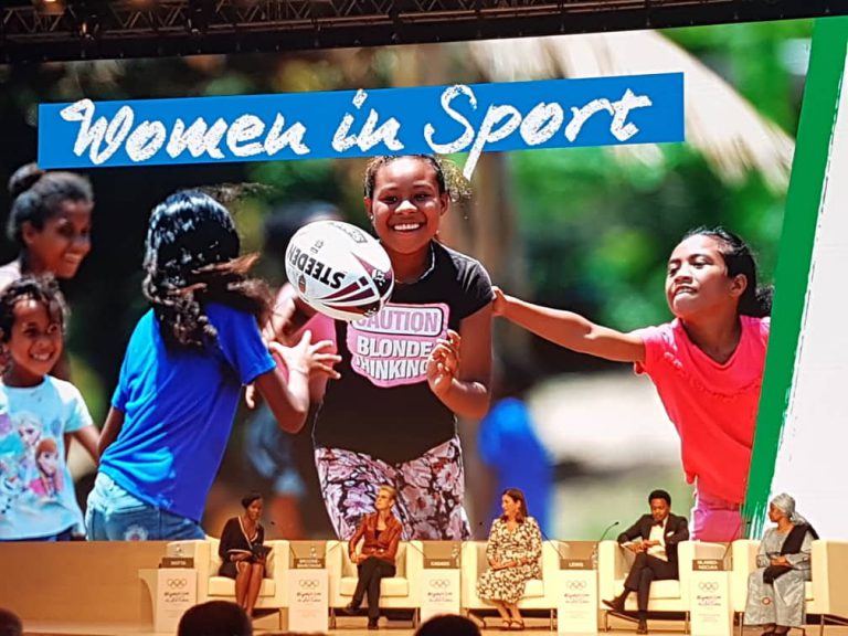 Debate on women in sport moderated by Evely Watta,